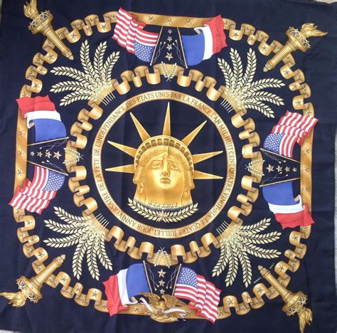 A Rare Hermes 'Statue of Liberty Centennial' Silk Scarf by